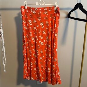 Old Navy Orange Floral Maxi Skirt